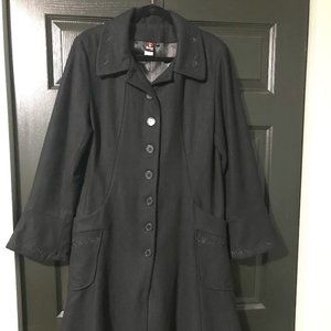 Emily Strange black wool gothic coat with bat embroidery XL